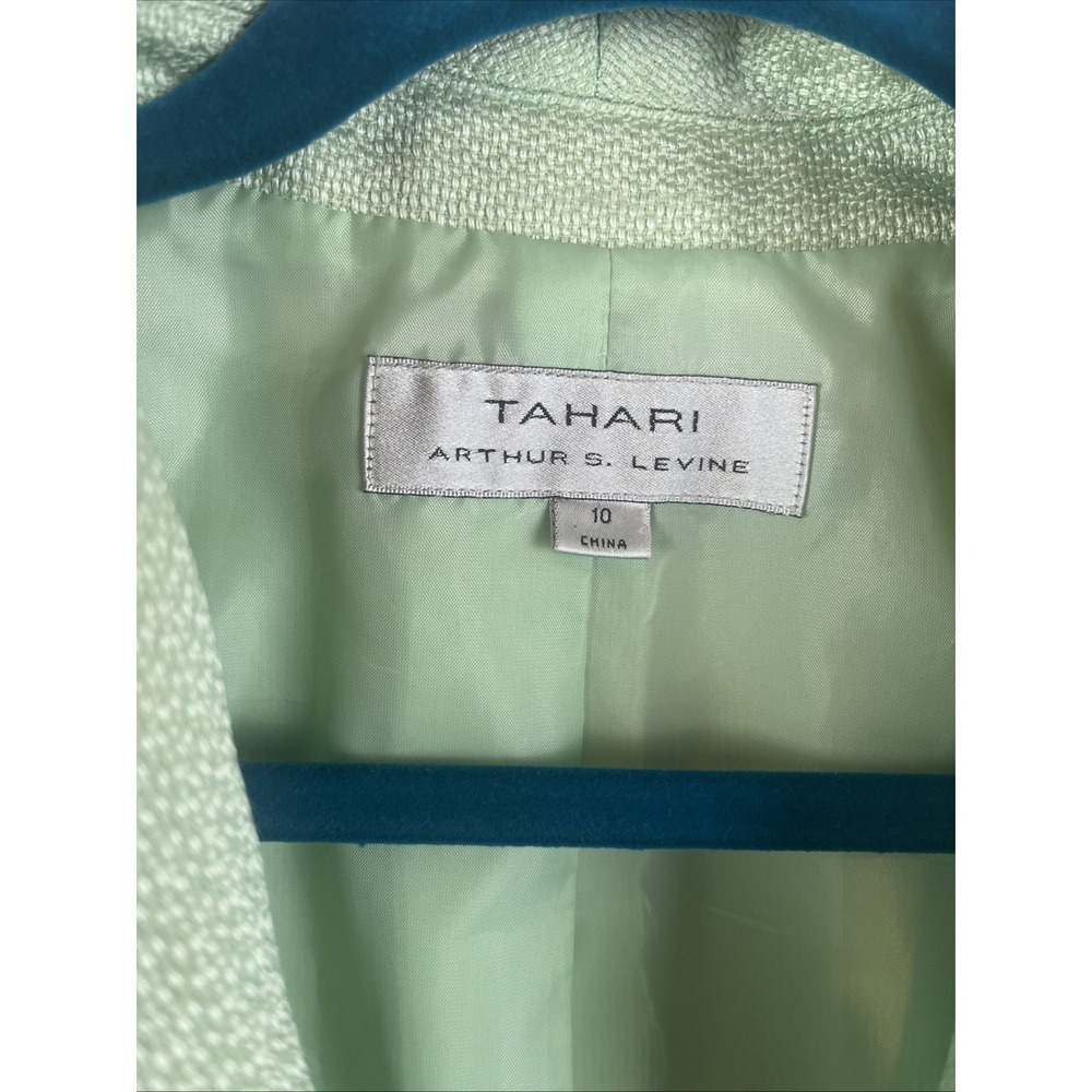 Tahari ASL Women's Preppy Old Money  Textured Lined Green Blazer Size 10 - Picture 4 of 11